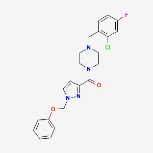 molecular formula C22H22ClFN4O2 B4652346 1-(2-chloro-4-fluorobenzyl)-4-{[1-(phenoxymethyl)-1H-pyrazol-3-yl]carbonyl}piperazine 