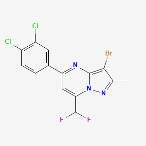 molecular formula C14H8BrCl2F2N3 B4652354 3-bromo-5-(3,4-dichlorophenyl)-7-(difluoromethyl)-2-methylpyrazolo[1,5-a]pyrimidine 