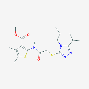 molecular formula C18H26N4O3S2 B4652381 methyl 2-({[(5-isopropyl-4-propyl-4H-1,2,4-triazol-3-yl)thio]acetyl}amino)-4,5-dimethyl-3-thiophenecarboxylate 