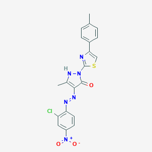 molecular formula C20H15ClN6O3S B465239 (4Z)-4-[2-(2-chloro-4-nitrophenyl)hydrazinylidene]-5-methyl-2-[4-(4-methylphenyl)-1,3-thiazol-2-yl]-2,4-dihydro-3H-pyrazol-3-one 