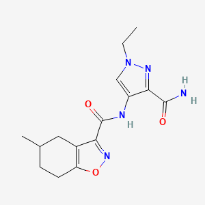 molecular formula C15H19N5O3 B4652394 N-[3-(aminocarbonyl)-1-ethyl-1H-pyrazol-4-yl]-5-methyl-4,5,6,7-tetrahydro-1,2-benzisoxazole-3-carboxamide 