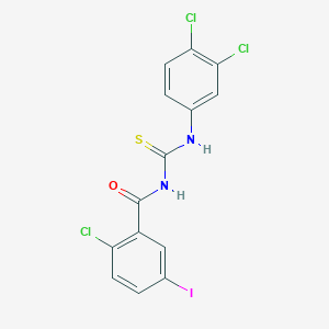 molecular formula C14H8Cl3IN2OS B4652405 2-chloro-N-{[(3,4-dichlorophenyl)amino]carbonothioyl}-5-iodobenzamide 