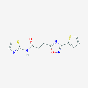 molecular formula C12H10N4O2S2 B4652465 N-1,3-thiazol-2-yl-3-[3-(2-thienyl)-1,2,4-oxadiazol-5-yl]propanamide 