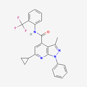 molecular formula C24H19F3N4O B4652478 6-cyclopropyl-3-methyl-1-phenyl-N-[2-(trifluoromethyl)phenyl]-1H-pyrazolo[3,4-b]pyridine-4-carboxamide 