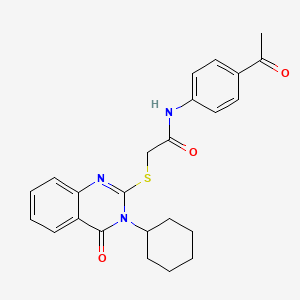 molecular formula C24H25N3O3S B4652485 N-(4-acetylphenyl)-2-[(3-cyclohexyl-4-oxo-3,4-dihydro-2-quinazolinyl)thio]acetamide 