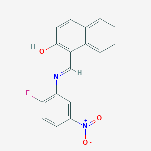 molecular formula C17H11FN2O3 B465249 1-[({2-Fluoro-5-nitrophenyl}imino)methyl]-2-naphthol 