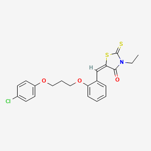 molecular formula C21H20ClNO3S2 B4652505 5-{2-[3-(4-chlorophenoxy)propoxy]benzylidene}-3-ethyl-2-thioxo-1,3-thiazolidin-4-one 