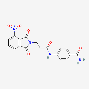 molecular formula C18H14N4O6 B4652513 4-{[3-(4-nitro-1,3-dioxo-1,3-dihydro-2H-isoindol-2-yl)propanoyl]amino}benzamide 