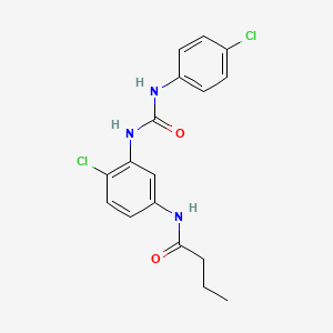 molecular formula C17H17Cl2N3O2 B4652521 N-[4-chloro-3-({[(4-chlorophenyl)amino]carbonyl}amino)phenyl]butanamide 