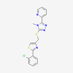 molecular formula C18H14ClN5S2 B4652524 2-[5-({[2-(2-chlorophenyl)-1,3-thiazol-4-yl]methyl}thio)-4-methyl-4H-1,2,4-triazol-3-yl]pyridine 