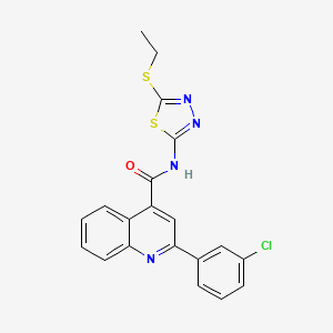 molecular formula C20H15ClN4OS2 B4652541 2-(3-chlorophenyl)-N-[5-(ethylthio)-1,3,4-thiadiazol-2-yl]-4-quinolinecarboxamide 