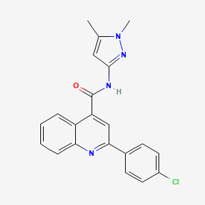 molecular formula C21H17ClN4O B4652551 2-(4-chlorophenyl)-N-(1,5-dimethyl-1H-pyrazol-3-yl)-4-quinolinecarboxamide 
