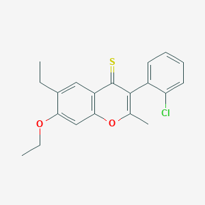 molecular formula C20H19ClO2S B4652560 3-(2-chlorophenyl)-7-ethoxy-6-ethyl-2-methyl-4H-chromene-4-thione 