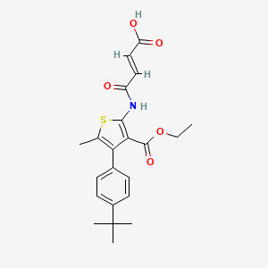 molecular formula C22H25NO5S B4652570 4-{[4-(4-tert-butylphenyl)-3-(ethoxycarbonyl)-5-methyl-2-thienyl]amino}-4-oxo-2-butenoic acid 
