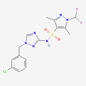 molecular formula C15H15ClF2N6O2S B4652573 N-[1-(3-chlorobenzyl)-1H-1,2,4-triazol-3-yl]-1-(difluoromethyl)-3,5-dimethyl-1H-pyrazole-4-sulfonamide 