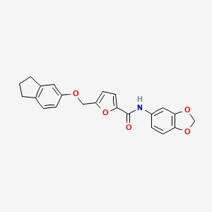 molecular formula C22H19NO5 B4652596 N-1,3-benzodioxol-5-yl-5-[(2,3-dihydro-1H-inden-5-yloxy)methyl]-2-furamide 