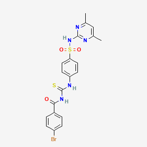 molecular formula C20H18BrN5O3S2 B4652622 4-bromo-N-{[(4-{[(4,6-dimethyl-2-pyrimidinyl)amino]sulfonyl}phenyl)amino]carbonothioyl}benzamide 