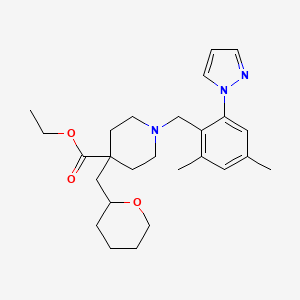 molecular formula C26H37N3O3 B4652634 ethyl 1-[2,4-dimethyl-6-(1H-pyrazol-1-yl)benzyl]-4-(tetrahydro-2H-pyran-2-ylmethyl)-4-piperidinecarboxylate 