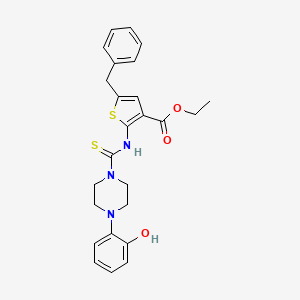 molecular formula C25H27N3O3S2 B4652660 ethyl 5-benzyl-2-({[4-(2-hydroxyphenyl)-1-piperazinyl]carbonothioyl}amino)-3-thiophenecarboxylate 