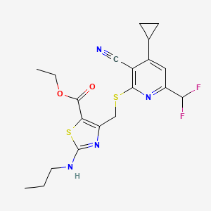 molecular formula C20H22F2N4O2S2 B4652664 ethyl 4-({[3-cyano-4-cyclopropyl-6-(difluoromethyl)-2-pyridinyl]thio}methyl)-2-(propylamino)-1,3-thiazole-5-carboxylate 