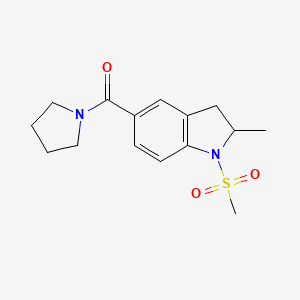 molecular formula C15H20N2O3S B4652702 2-methyl-1-(methylsulfonyl)-5-(1-pyrrolidinylcarbonyl)indoline 