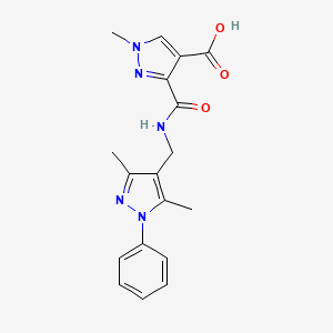 molecular formula C18H19N5O3 B4652754 3-({[(3,5-dimethyl-1-phenyl-1H-pyrazol-4-yl)methyl]amino}carbonyl)-1-methyl-1H-pyrazole-4-carboxylic acid 