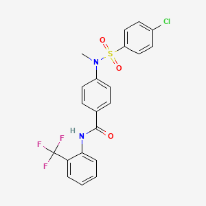 molecular formula C21H16ClF3N2O3S B4652772 4-[[(4-chlorophenyl)sulfonyl](methyl)amino]-N-[2-(trifluoromethyl)phenyl]benzamide 