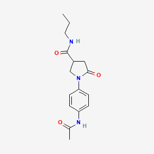 molecular formula C16H21N3O3 B4652781 1-[4-(acetylamino)phenyl]-5-oxo-N-propyl-3-pyrrolidinecarboxamide 