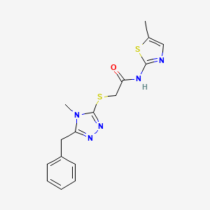 molecular formula C16H17N5OS2 B4652783 2-[(5-benzyl-4-methyl-4H-1,2,4-triazol-3-yl)thio]-N-(5-methyl-1,3-thiazol-2-yl)acetamide 