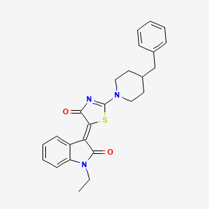 molecular formula C25H25N3O2S B4652791 3-[2-(4-benzyl-1-piperidinyl)-4-oxo-1,3-thiazol-5(4H)-ylidene]-1-ethyl-1,3-dihydro-2H-indol-2-one 