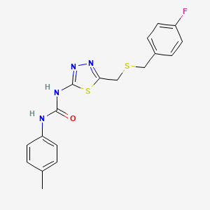 molecular formula C18H17FN4OS2 B4652812 N-(5-{[(4-fluorobenzyl)thio]methyl}-1,3,4-thiadiazol-2-yl)-N'-(4-methylphenyl)urea 