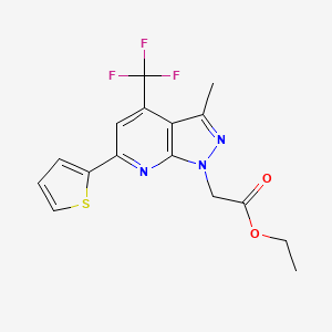 molecular formula C16H14F3N3O2S B4652827 ethyl [3-methyl-6-(2-thienyl)-4-(trifluoromethyl)-1H-pyrazolo[3,4-b]pyridin-1-yl]acetate 