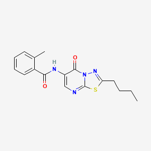 molecular formula C17H18N4O2S B4652839 N-(2-butyl-5-oxo-5H-[1,3,4]thiadiazolo[3,2-a]pyrimidin-6-yl)-2-methylbenzamide 