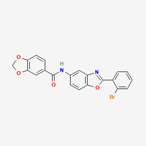 molecular formula C21H13BrN2O4 B4652846 N-[2-(2-bromophenyl)-1,3-benzoxazol-5-yl]-1,3-benzodioxole-5-carboxamide 