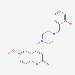 molecular formula C22H23FN2O3 B4652886 4-{[4-(2-fluorobenzyl)-1-piperazinyl]methyl}-6-methoxy-2H-chromen-2-one 