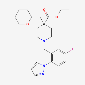 molecular formula C24H32FN3O3 B4652892 ethyl 1-[5-fluoro-2-(1H-pyrazol-1-yl)benzyl]-4-(tetrahydro-2H-pyran-2-ylmethyl)-4-piperidinecarboxylate 