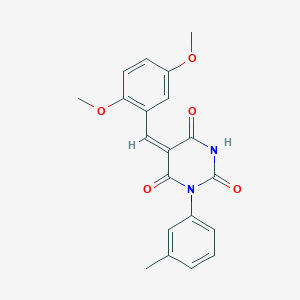 molecular formula C20H18N2O5 B4652918 5-(2,5-dimethoxybenzylidene)-1-(3-methylphenyl)-2,4,6(1H,3H,5H)-pyrimidinetrione 