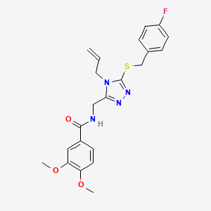 molecular formula C22H23FN4O3S B4652948 N-({4-allyl-5-[(4-fluorobenzyl)thio]-4H-1,2,4-triazol-3-yl}methyl)-3,4-dimethoxybenzamide 