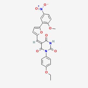 molecular formula C24H19N3O8 B4652962 1-(4-ethoxyphenyl)-5-{[5-(2-methoxy-5-nitrophenyl)-2-furyl]methylene}-2,4,6(1H,3H,5H)-pyrimidinetrione 