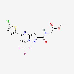 molecular formula C16H12ClF3N4O3S B4653018 ethyl N-{[5-(5-chloro-2-thienyl)-7-(trifluoromethyl)pyrazolo[1,5-a]pyrimidin-2-yl]carbonyl}glycinate 
