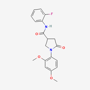 molecular formula C19H19FN2O4 B4653025 1-(2,4-dimethoxyphenyl)-N-(2-fluorophenyl)-5-oxo-3-pyrrolidinecarboxamide 