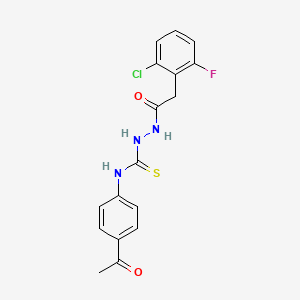 molecular formula C17H15ClFN3O2S B4653040 N-(4-acetylphenyl)-2-[(2-chloro-6-fluorophenyl)acetyl]hydrazinecarbothioamide 