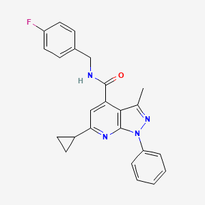 molecular formula C24H21FN4O B4653066 6-cyclopropyl-N-(4-fluorobenzyl)-3-methyl-1-phenyl-1H-pyrazolo[3,4-b]pyridine-4-carboxamide 
