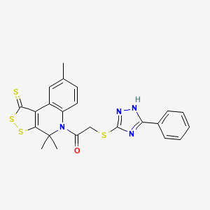 molecular formula C23H20N4OS4 B4653114 4,4,8-trimethyl-5-{[(5-phenyl-4H-1,2,4-triazol-3-yl)thio]acetyl}-4,5-dihydro-1H-[1,2]dithiolo[3,4-c]quinoline-1-thione 