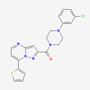 molecular formula C21H18ClN5OS B4653136 2-{[4-(3-chlorophenyl)-1-piperazinyl]carbonyl}-7-(2-thienyl)pyrazolo[1,5-a]pyrimidine 