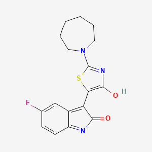 molecular formula C17H16FN3O2S B4653144 3-[2-(1-azepanyl)-4-oxo-1,3-thiazol-5(4H)-ylidene]-5-fluoro-1,3-dihydro-2H-indol-2-one 