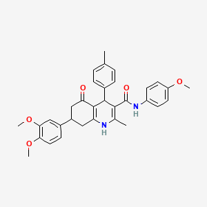 molecular formula C33H34N2O5 B4653153 7-(3,4-dimethoxyphenyl)-N-(4-methoxyphenyl)-2-methyl-4-(4-methylphenyl)-5-oxo-1,4,5,6,7,8-hexahydro-3-quinolinecarboxamide 