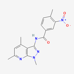 molecular formula C17H17N5O3 B4653177 4-methyl-3-nitro-N-(1,4,6-trimethyl-1H-pyrazolo[3,4-b]pyridin-3-yl)benzamide 