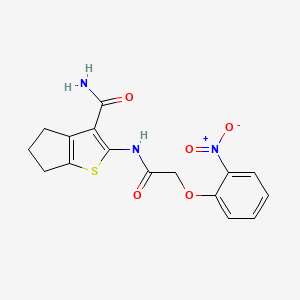 molecular formula C16H15N3O5S B4653206 2-{[(2-nitrophenoxy)acetyl]amino}-5,6-dihydro-4H-cyclopenta[b]thiophene-3-carboxamide 