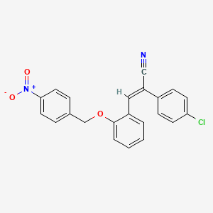 molecular formula C22H15ClN2O3 B4653220 2-(4-chlorophenyl)-3-{2-[(4-nitrobenzyl)oxy]phenyl}acrylonitrile 